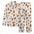 Slinky Dog Satin Pajama Set, Cute Dachshund Silk Sleepwear, Button Down Long Sleeve Pjs, Funny Dog Lover Gift for Her