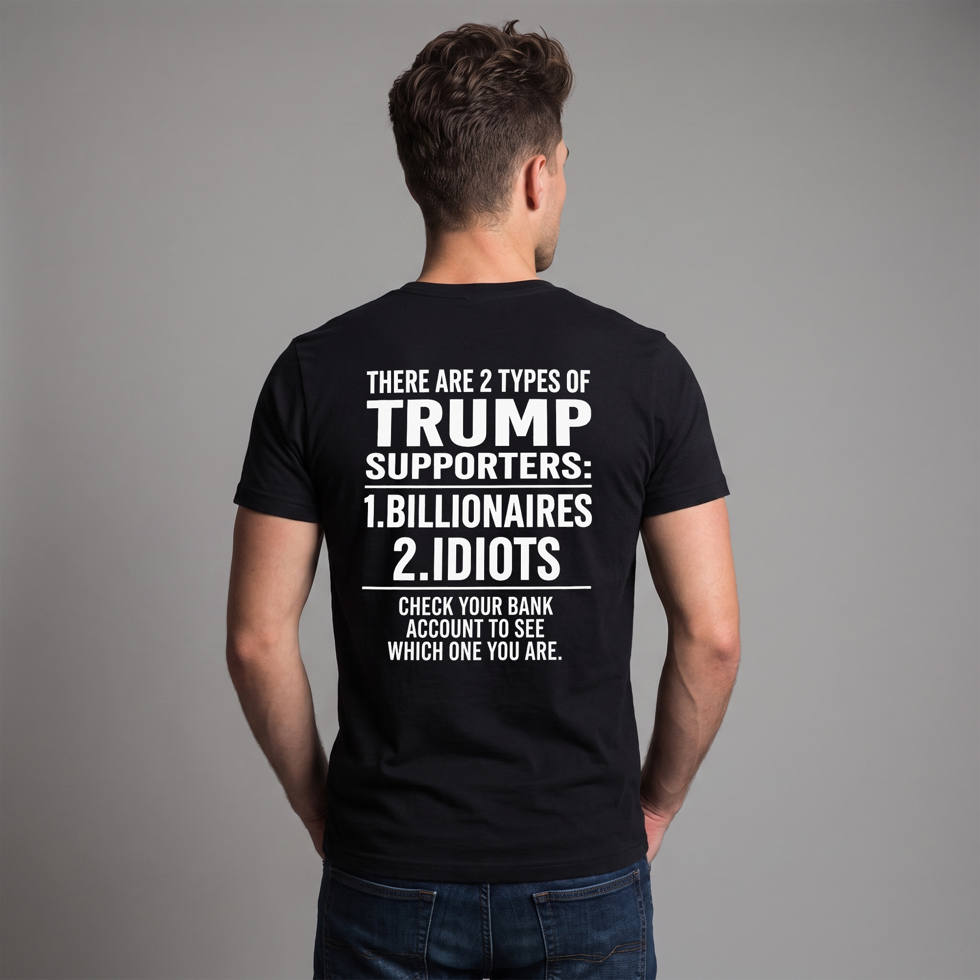 Two Types of Trump Supporters Political Satire T-Shirt – Billionaires or Idiots Anti-Trump Protest Graphic Tee