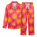 Tangled Sun Satin Pajama Set, Rapunzel Corona Sun Silk Sleepwear, Pink Sunshine Lounge Set, Disney Princess Gift for Her