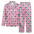 Pink Christmas Gnome Satin Pajama Set, Xmas Gnome Silk Sleepwear, Coquette Holiday Lounge Set, Xmas Gift for Her Women