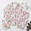 Christmas Tree Cake Satin Pajama Set, Festive Cookie Silk PJs , Holiday Season Sleepwear, Cute Christmas Gift for Her
