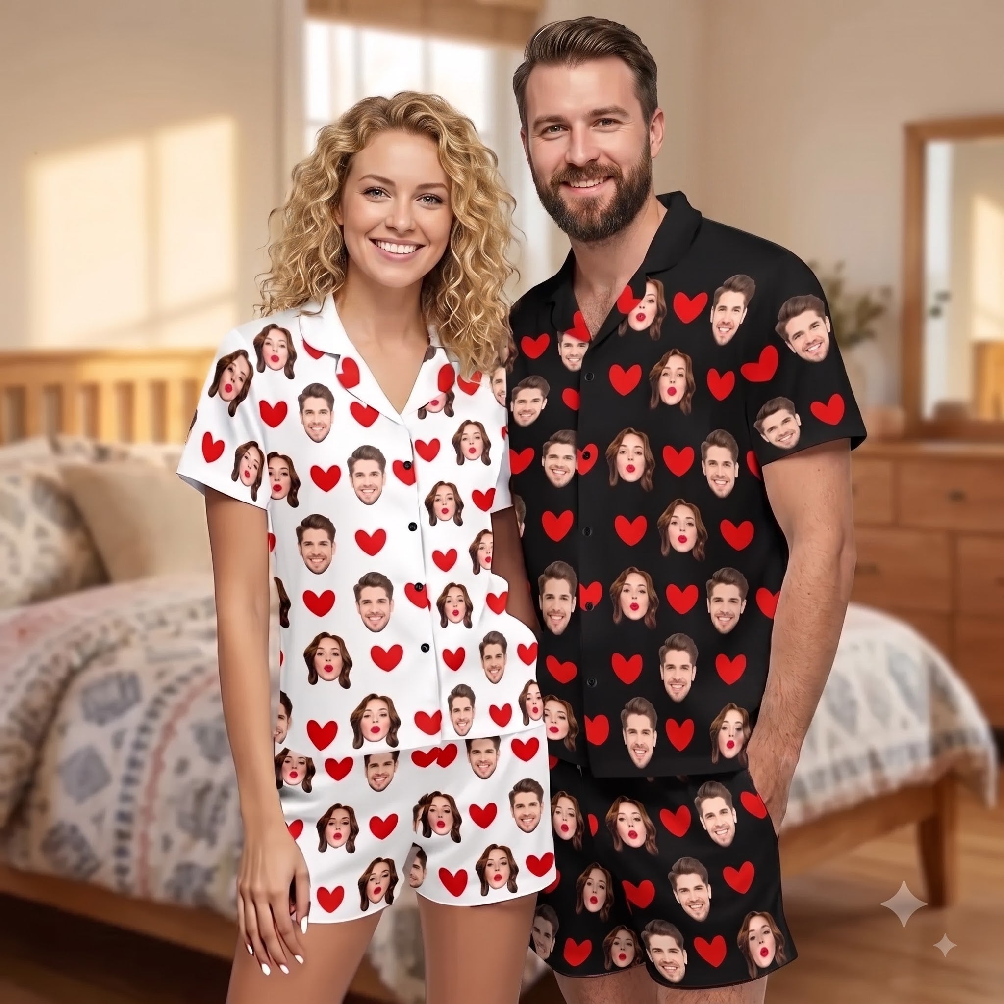 Custom Face Pajamas Set, Personalized Photo Sleepwear, Funny Gift for Boyfriend Girlfriend, Custom PJ Set