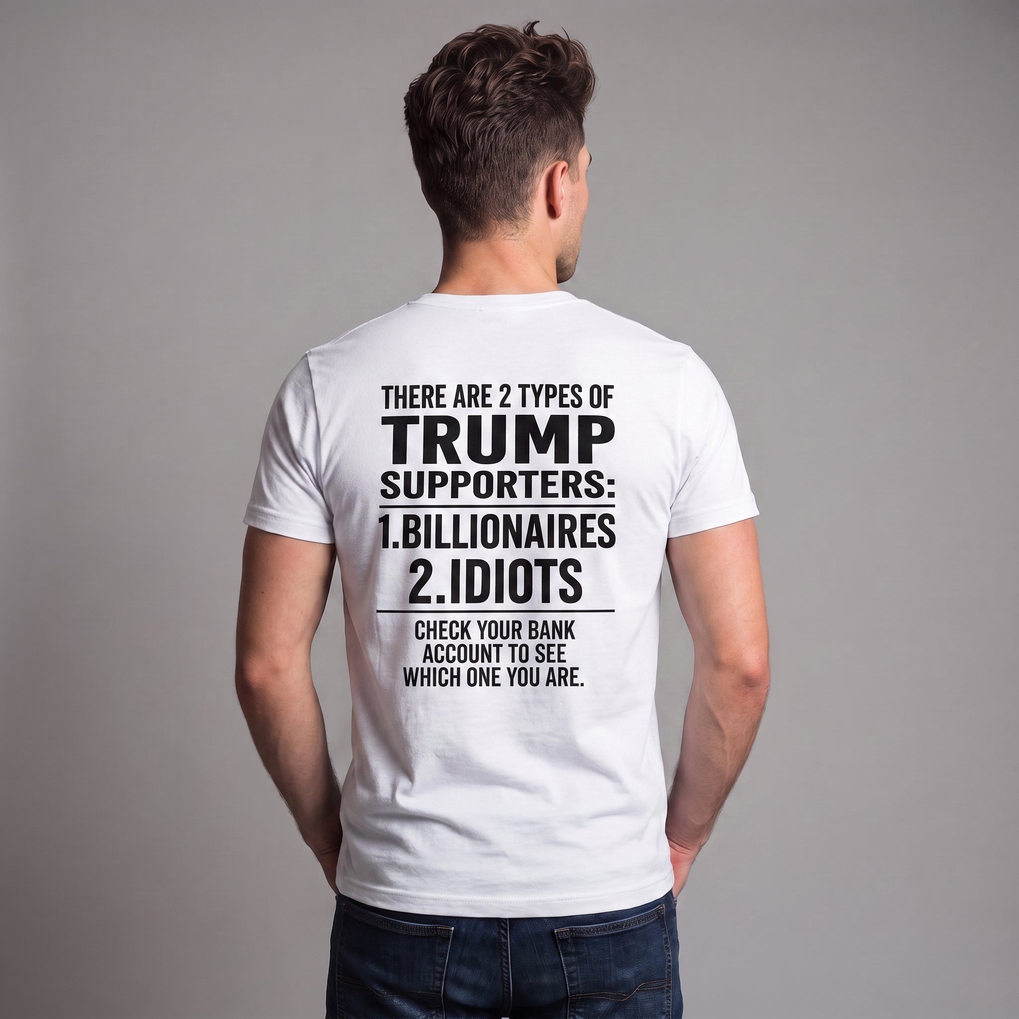Two Types of Trump Supporters Political Satire T-Shirt – Billionaires or Idiots Anti-Trump Protest Graphic Tee