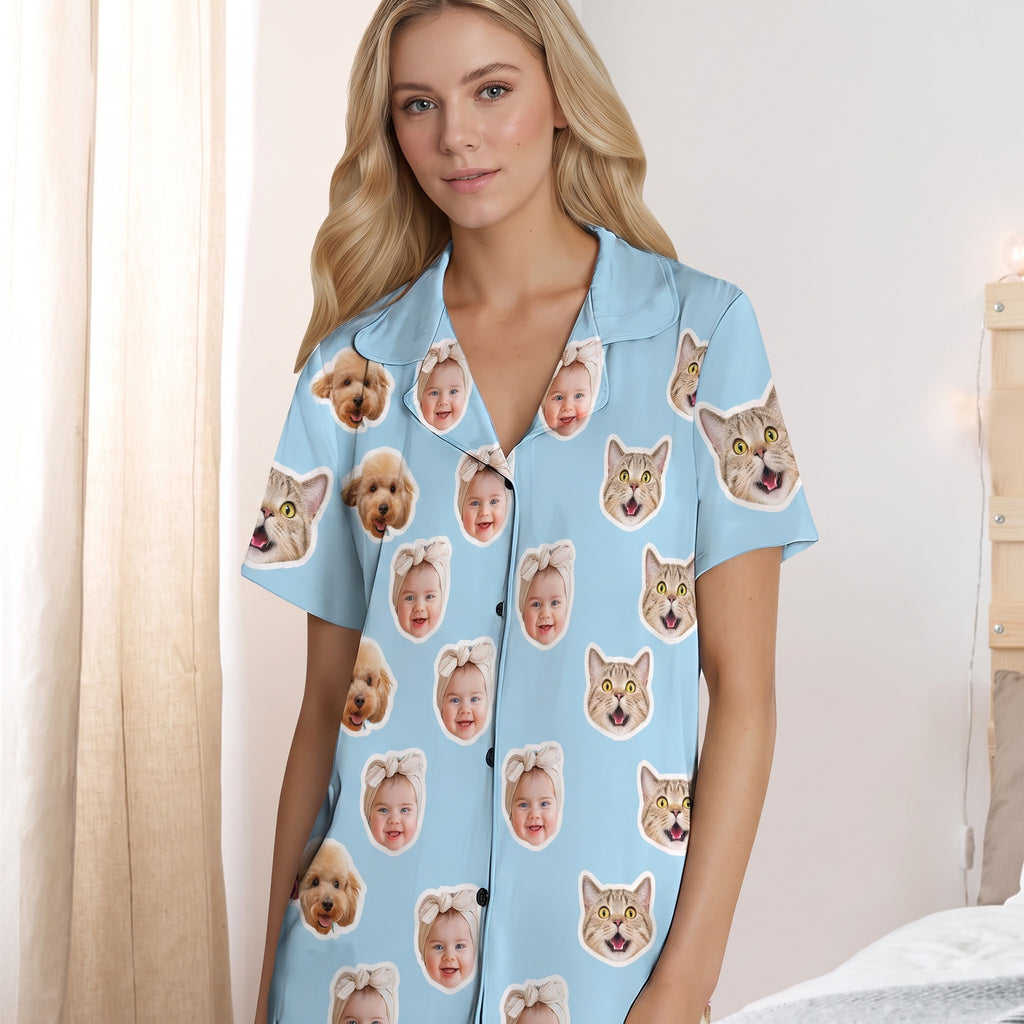 Custom Face Pajamas Set, Personalized Photo Sleepwear, Funny Gift for Boyfriend Girlfriend, Custom PJ Set