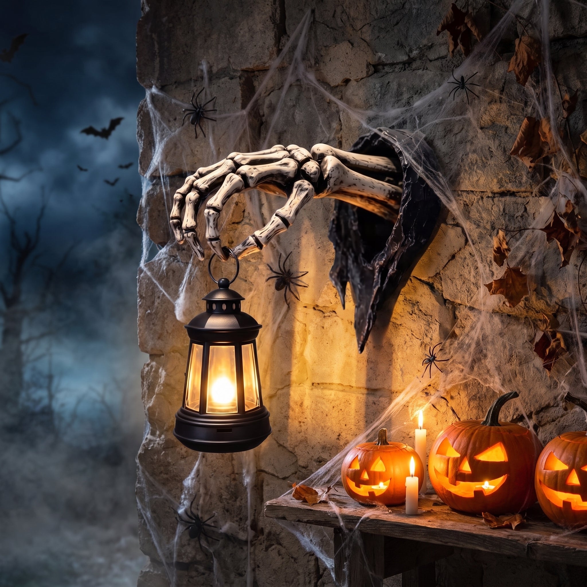 Halloween Skull Handheld Lamp Resin Craft Ornament Wall Decoration Light Wall Lamps Ghost Festival Atmosphere Decoration