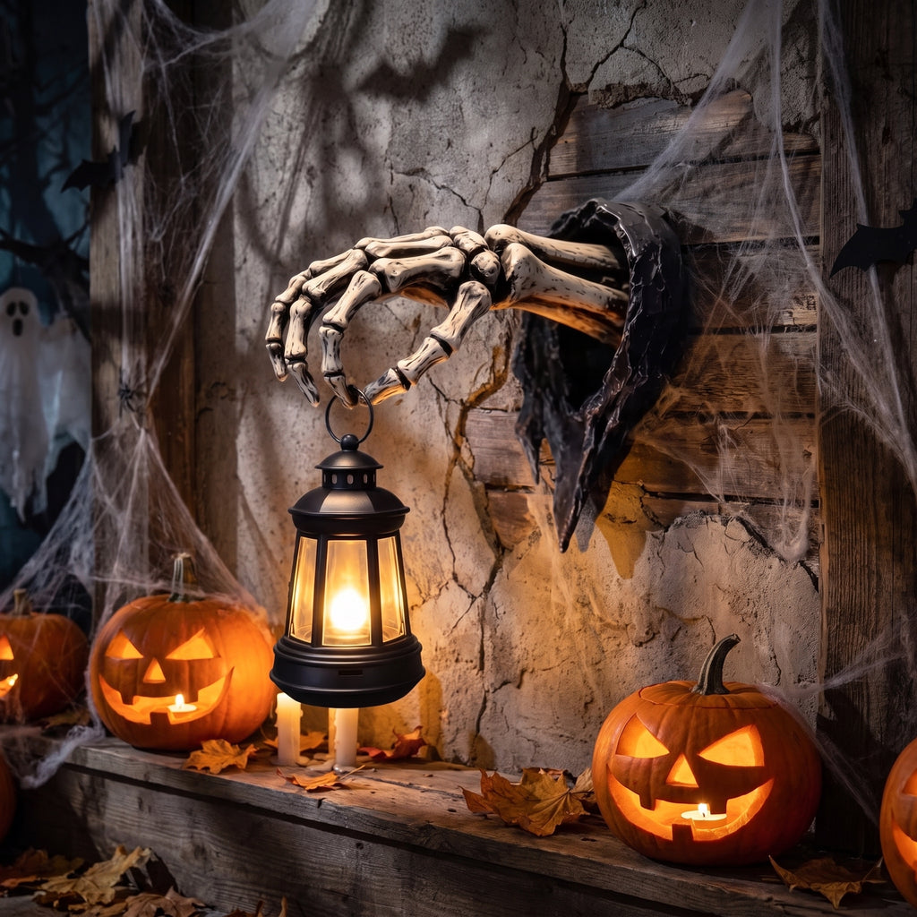 Halloween Skull Handheld Lamp Resin Craft Ornament Wall Decoration Light Wall Lamps Ghost Festival Atmosphere Decoration