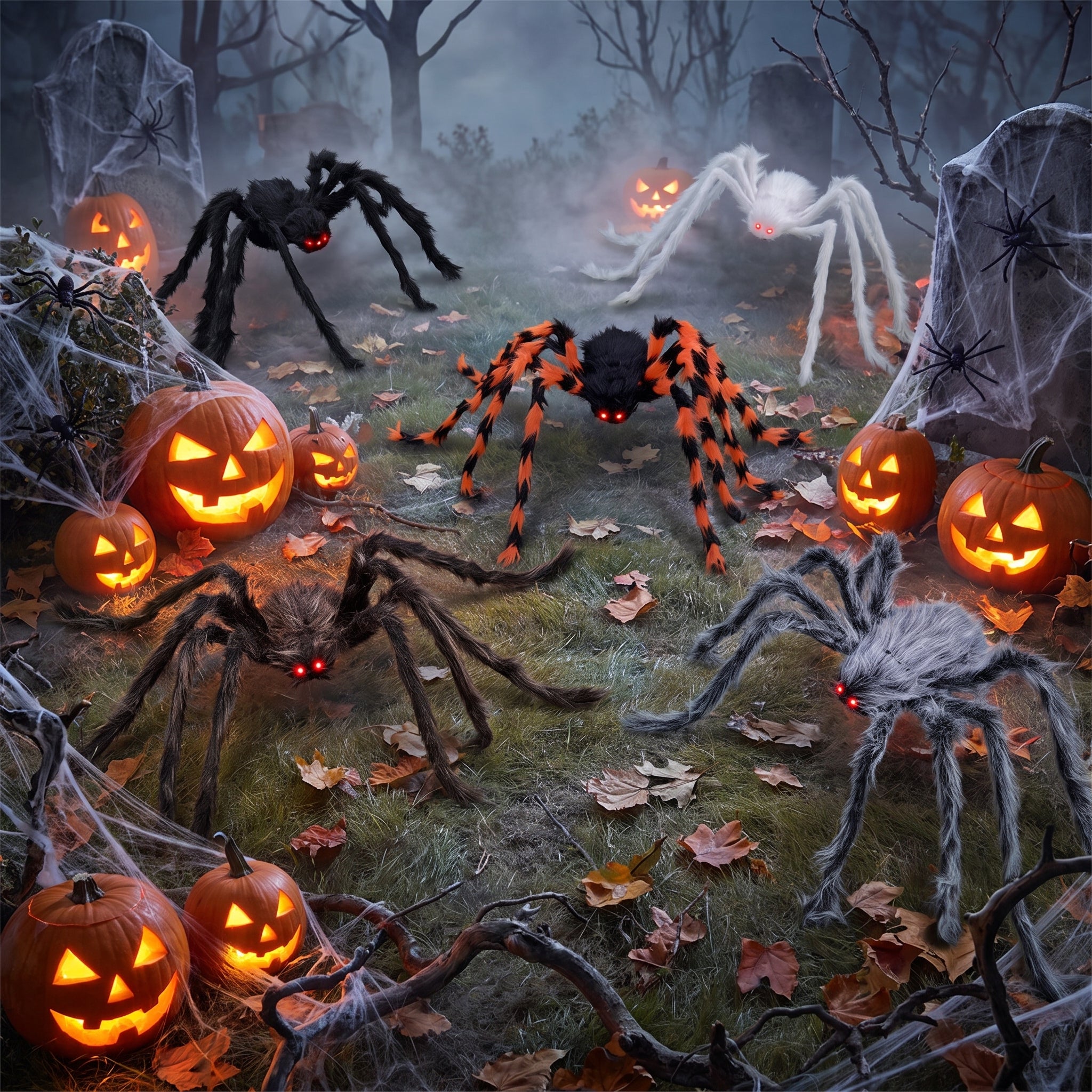 Halloween Black Giant Spider Scary Artificial Plush Spider Home Bar Haunted House Scene Ornaments Props Holiday Outdoor Decors
