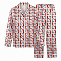 Cowboy Boot Satin Pajama Set, Red Blue Cowgirl Silk Sleepwear, Western Country Lounge Set, Cowgirl Gift for Her Women