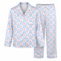 Blue Cherry Pajama Set, Coquette Pink Cherry Satin Lounge Set, Cute Ribbon Cherry Sleepwear PJS, Birthday Gift for Her