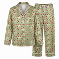 Strawberry Pajama Set, Green Striped Satin Coquette Lounge Set, Cute Bow Strawberry Sleepwear PJS, Birthday Gift for Her