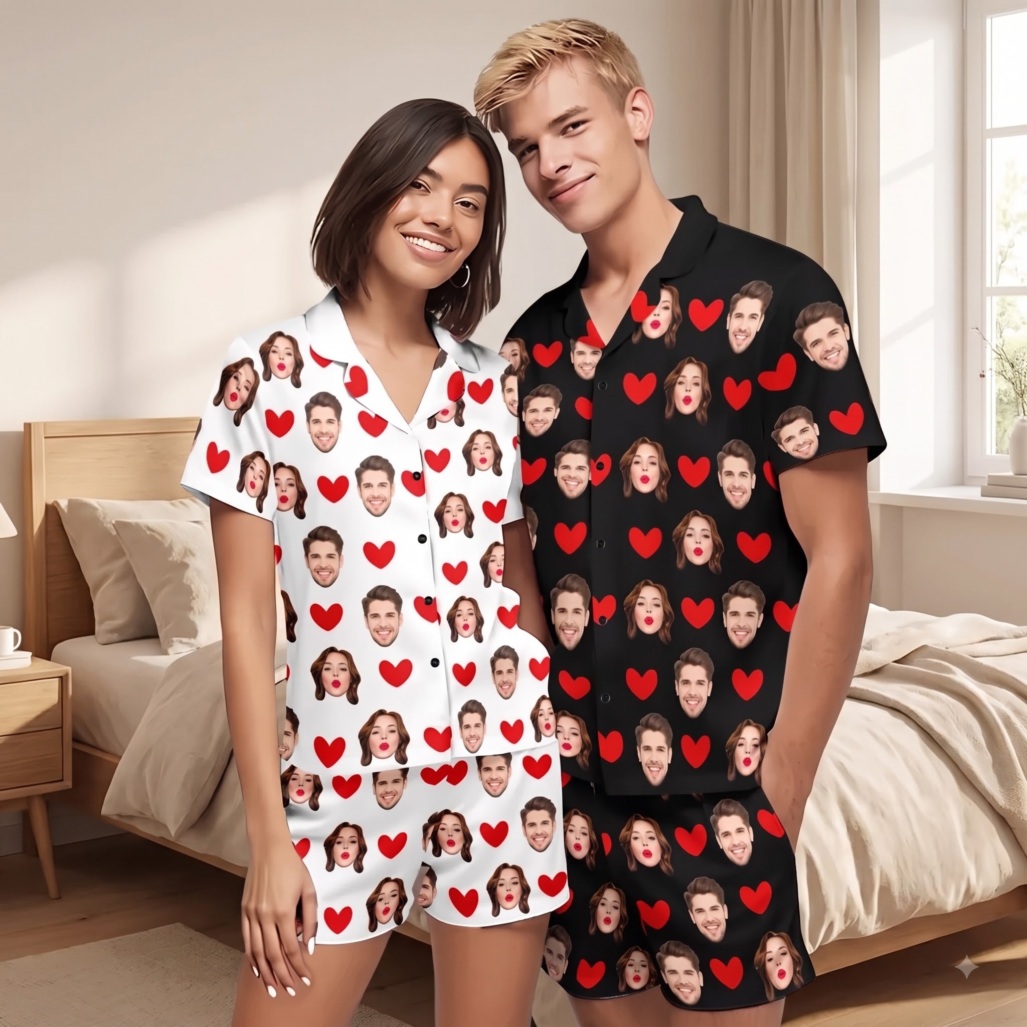 Custom Face Pajamas Set, Personalized Photo Sleepwear, Funny Gift for Boyfriend Girlfriend, Custom PJ Set