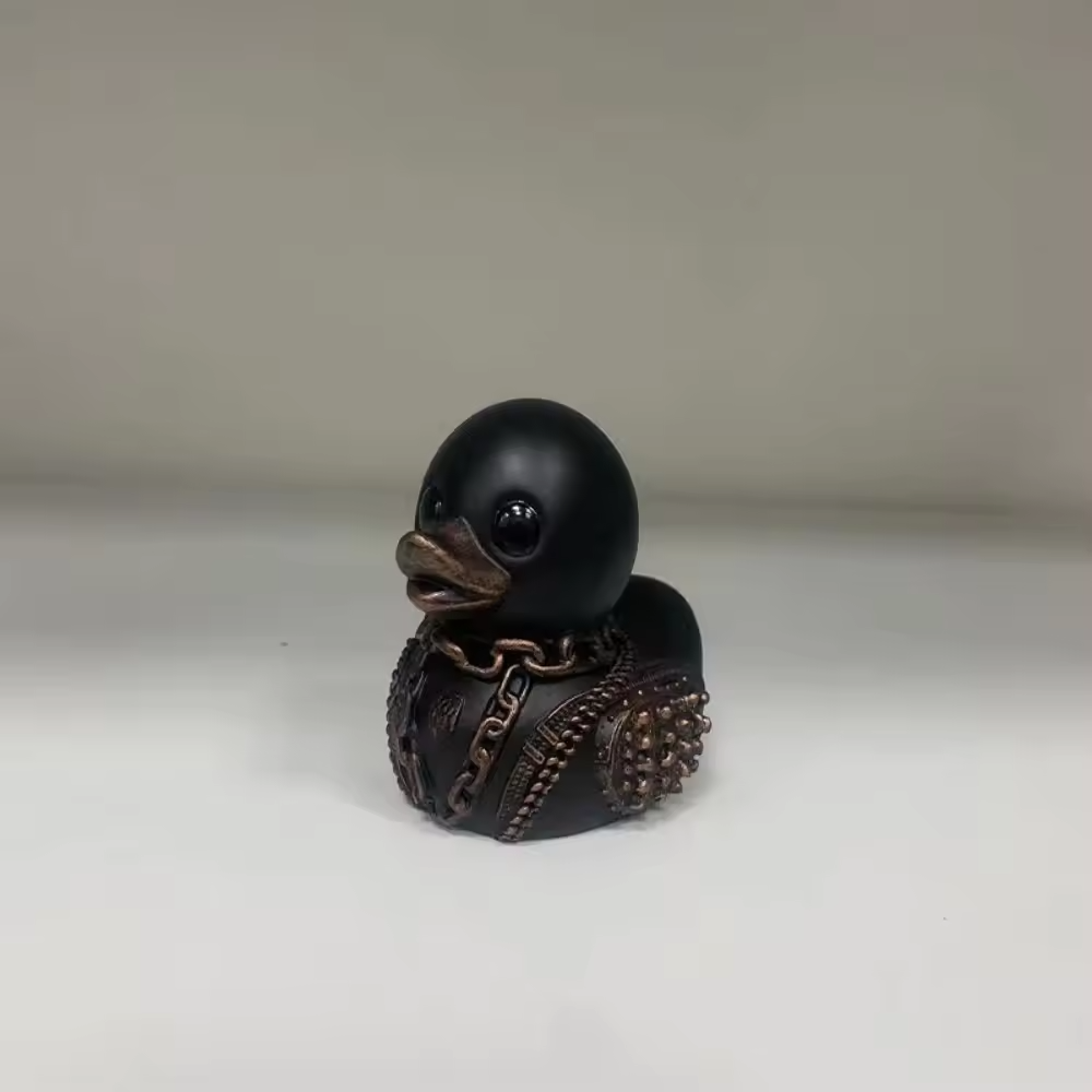 Duck Gothic Punk Duck, Novelty Duck Decorated with Halloween Decorations, Punk Duck in 1980s, Dark Satan Duck Gothic Gift.