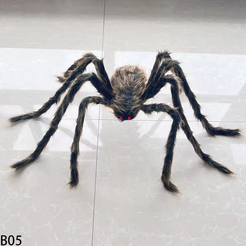Halloween Black Giant Spider Scary Artificial Plush Spider Home Bar Haunted House Scene Ornaments Props Holiday Outdoor Decors
