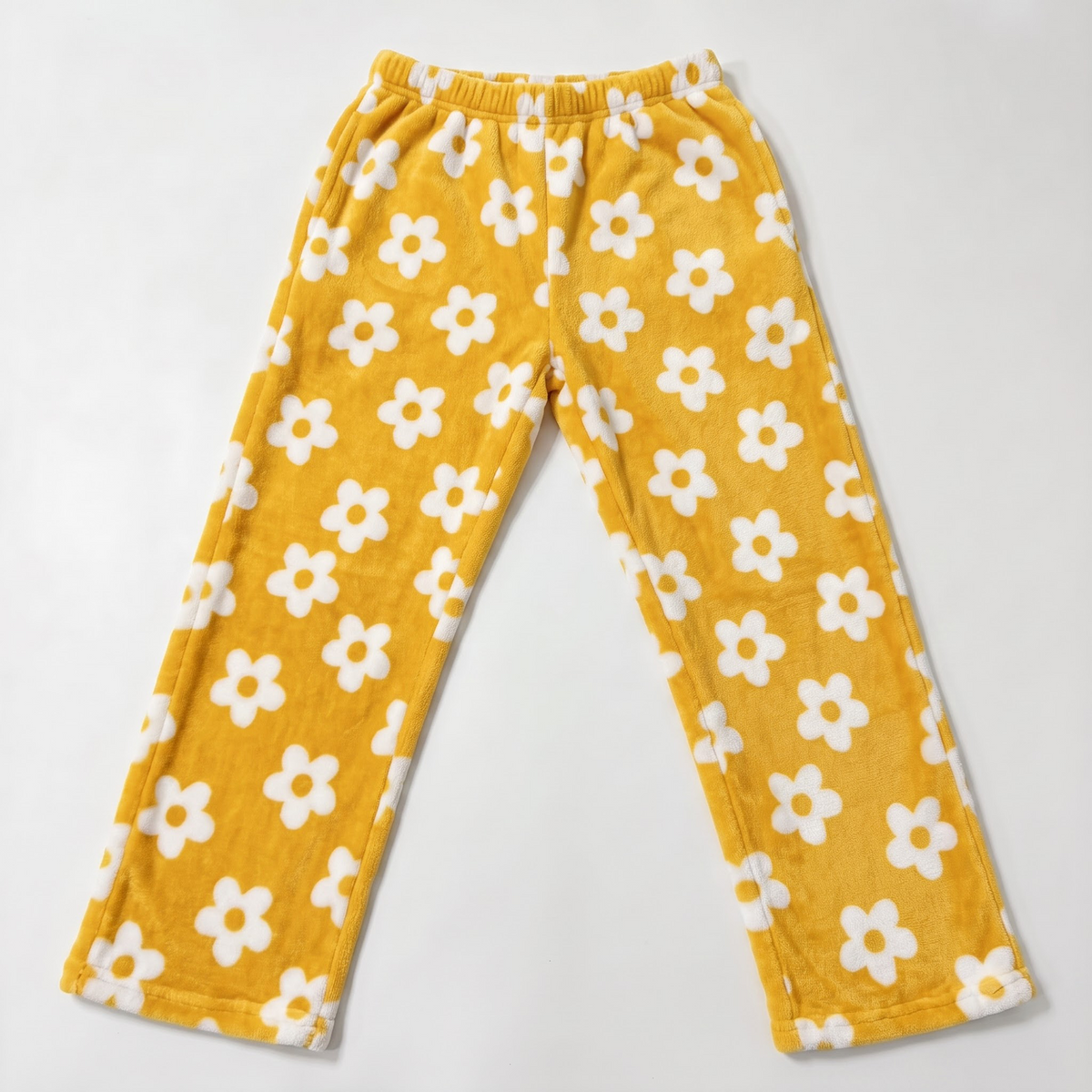 Multi Color Fuzzy Flower Pajama Pants, Cute Floral Fleece Sleepwear Bottoms, Plush Warm Winter Lounge Pants, Cozy Gift for Her