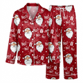 Santa Claus Satin Pajama Set, Red Christmas Pajamas, Ho Ho Ho Holiday PJs, Cute Santa Sleepwear, Christmas Gift for Her
